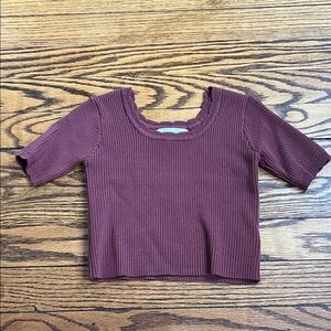 Rylee + Cru Ribbed Top in Deep Burgundy